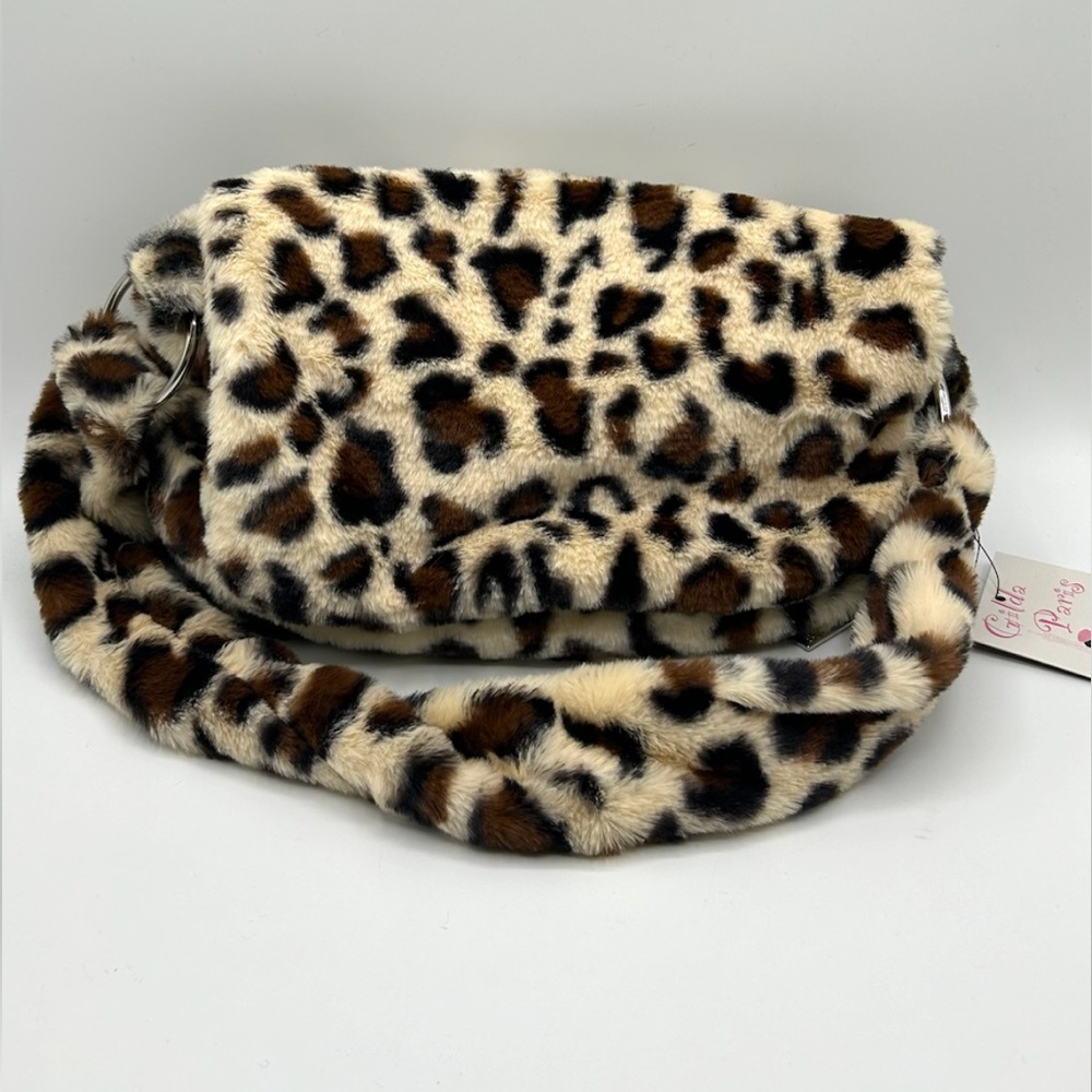 Gilda Paris! Trending Leopard Print Faux Fur Shoulder/Messenger Bag! Popular!